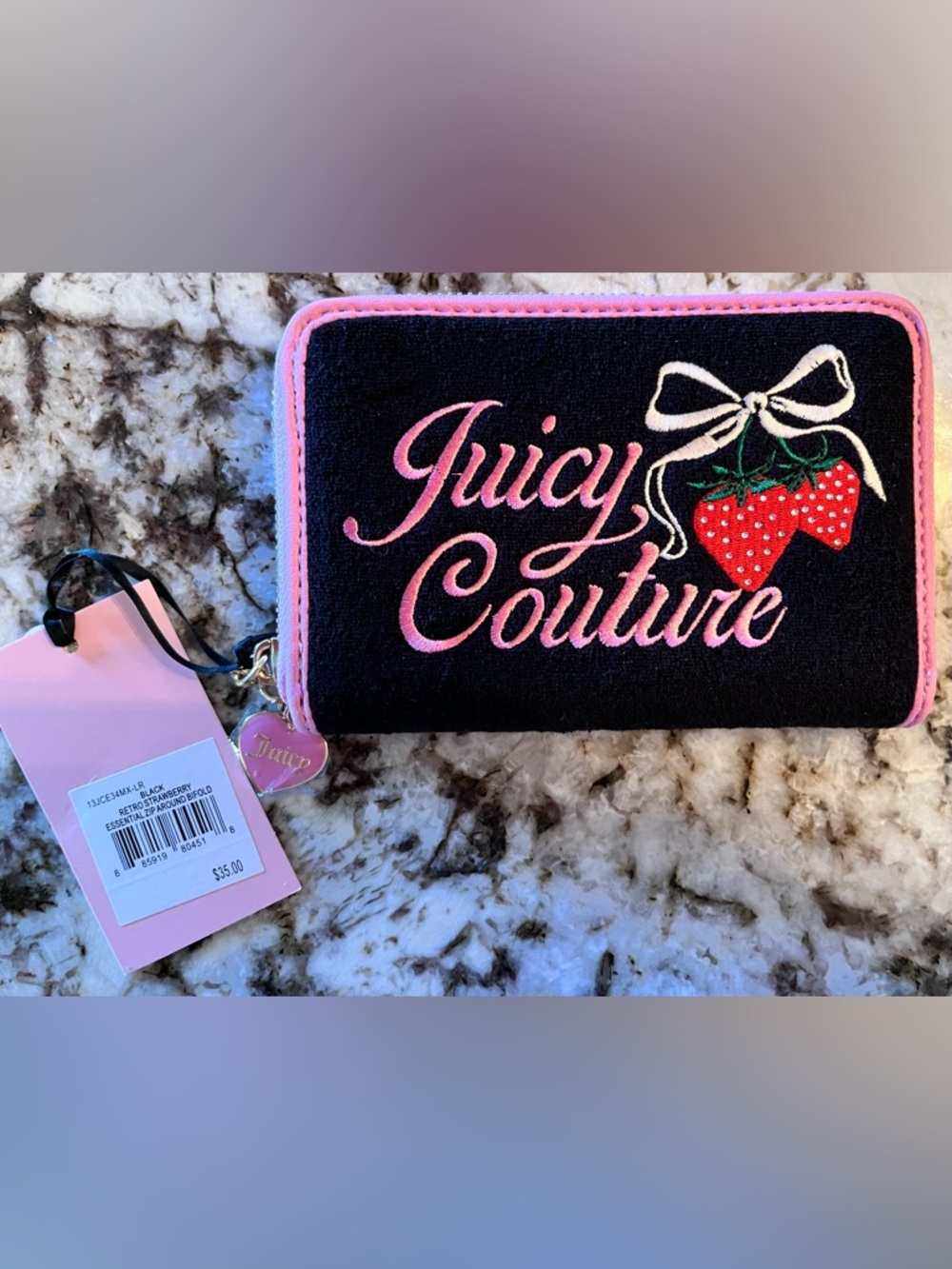 JUICY COUTURE Retro Strawberry Zip Around Bifold Wallet